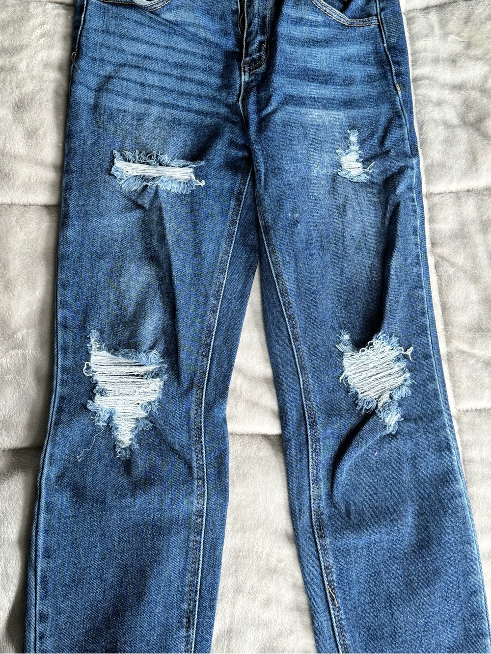 Wax Jean Ripped Blue Ankle Jeans - Picture 3 of 5